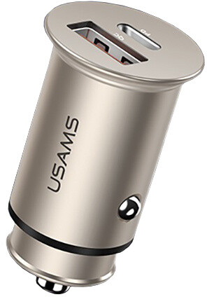 USAMS CC097 QC4.0 PD 3.0 USB Autodobíječka, stříbrná (EU Blister)_149609182