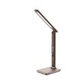 Solight LED stolní lampička s displejem, 9W, volba teploty světla, kůže, hnědá_1876881395