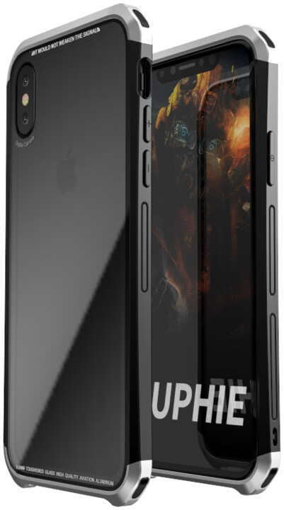 Luphie Double Dragon Alluminium Hard Case pro iPhone X, černo/stříbrná_399674293