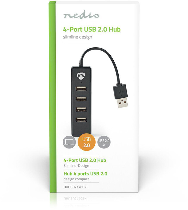 Nedis rozbočovat USB 2.0, 4x USB, černá_246096187