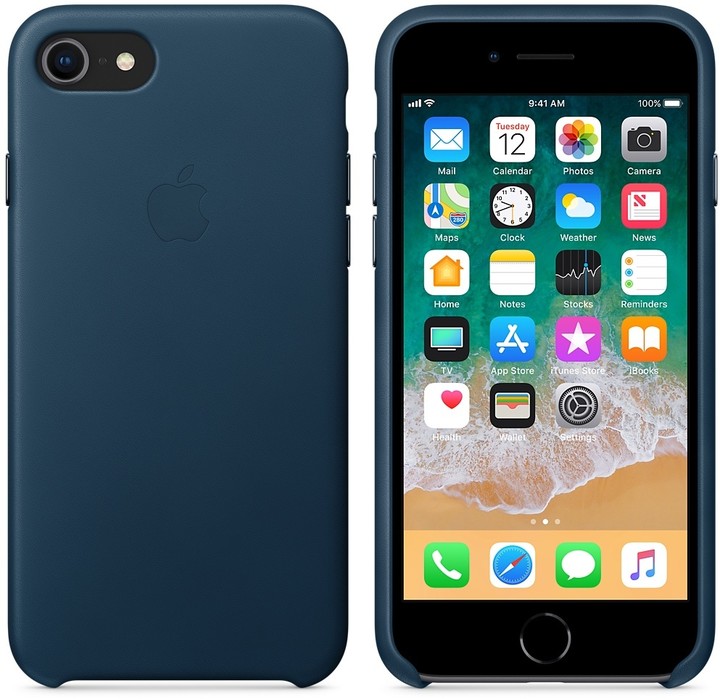 Apple kožený kryt na iPhone 8/7, vesmírně modrá_874205589