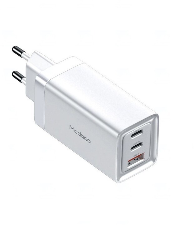 Mcdodo síťová nabíječka GaN Fast Mini, 2xUSB-C PD, USB-A QC 3.0, Super Fast Charging, 65W, bílá_89672125