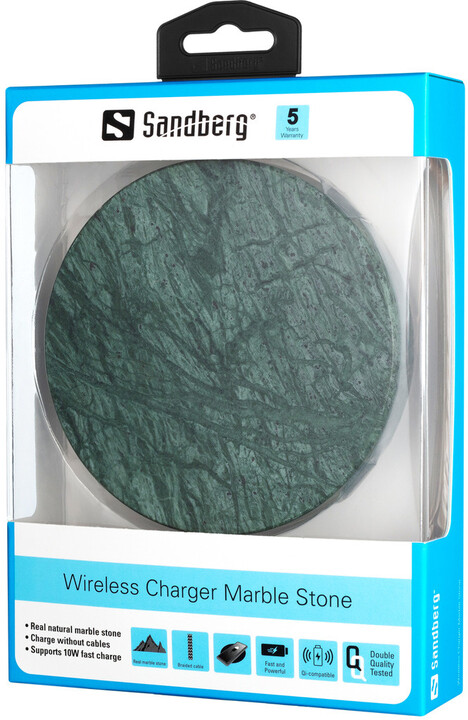 Sandberg bezdrátová nabíječka Marble Stone, Qi, 10W, zelená_236143301