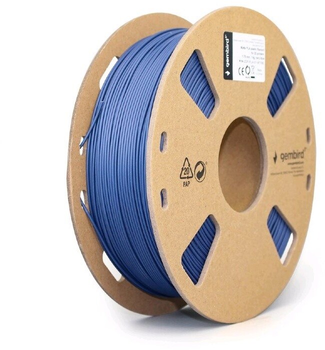 Gembird tisková struna (filament), PLA MATTE, 1,75mm, 1kg, modrá_784463521