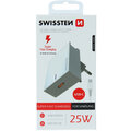 SWISSTEN síťový adaptér technologií Super Fast Charging, 25W, bílá + USB-C, M/M, 1.2m, bílá_215910000
