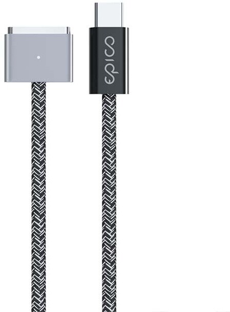 EPICO nabíjecí kabel USB-C - MagSafe 3, opletený, 140W, 2m, šedá_1518062068