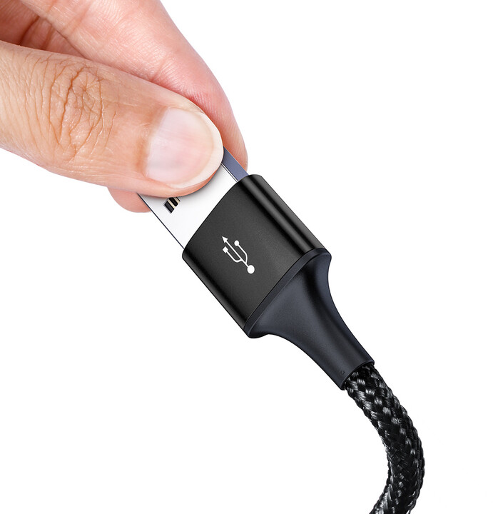 Baseus kabel Rapid Series 3v1 USB-A - USB-C/Lightning/microUSB, 1.2m, černá_396094498