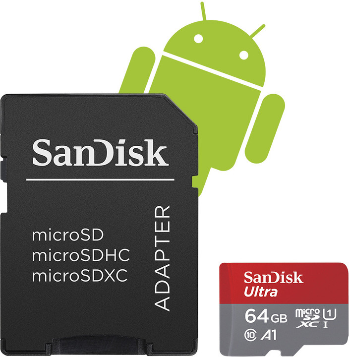 SanDisk Micro SDXC Ultra Android 64GB 100MB/s A1 UHS-I + SD adaptér_1245613821