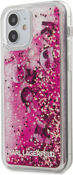 KARL LAGERFELD ochranný kryt Liquid Glitter Charms pro iPhone 12 Mini (5.4&quot;), růžová_780374583