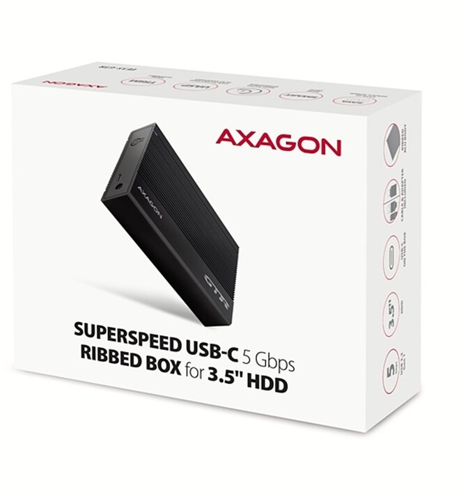 AXAGON EE35-GTR RIBBED box, černá_119433200
