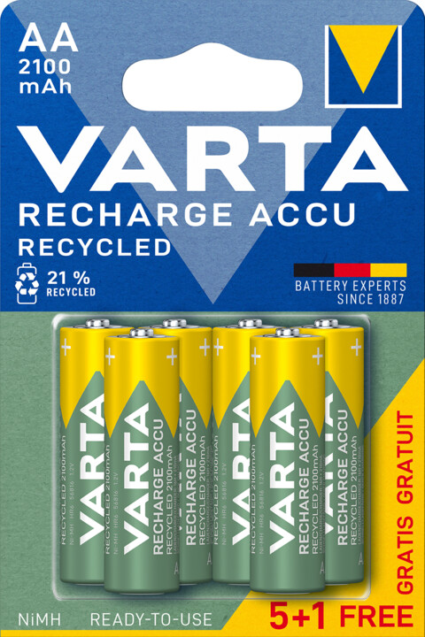 VARTA nabíjecí baterie Recycled AA 2100 mAh, 5+1ks