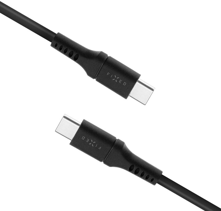 FIXED nabíjecí a datový kabel Liquid silicone USB-C - USB-C,USB 2.0, PD 60W, 0.5m, černá_1204890143