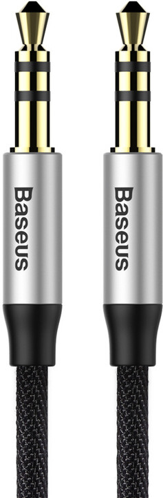 BASEUS kabel audio Yiven Series, Jack 3.5mm, M/M, 1m, stříbrná/černá