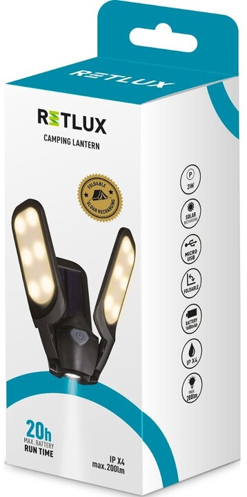 Retlux campingová svítilna solar RPL 601, nabíjecí, černá_110694464