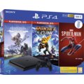 PlayStation 4 Slim, 500GB, černá + Spider-Man, Horizon Zero Dawn, Ratchet & Clank O2 TV HBO a Sport Pack na dva měsíce