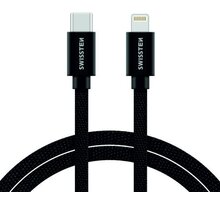 SWISSTEN textilní datový kabel USB-C - Lightning, 1,2m černý_1412772240