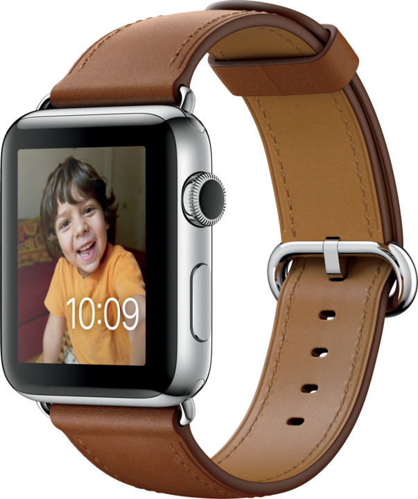 Apple Watch 2 42mm Stainless Steel Case with Saddle Brown Classic Buckle_952902244