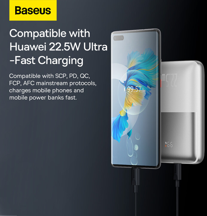 Baseus powerbanka s digitálním displejem Bipow Pro, 20000mAh, 22,5W, bílá +_561967166