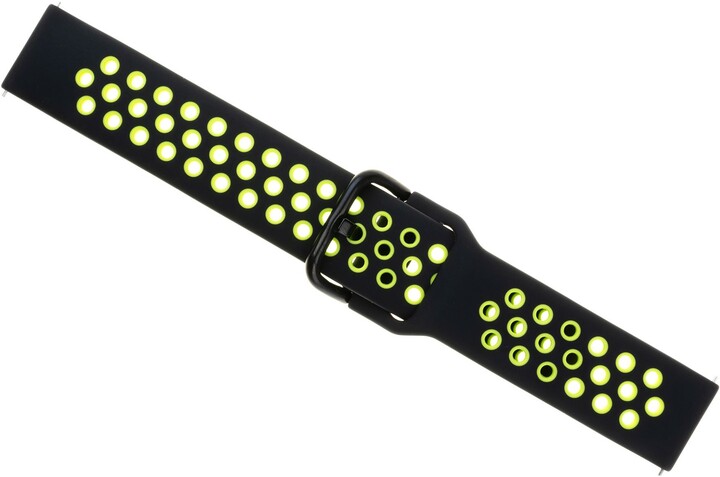 FIXED silikonový řemínek Sport Silicone s Quick Release 20mm pro smartwatch, černá/limetková_1311201576