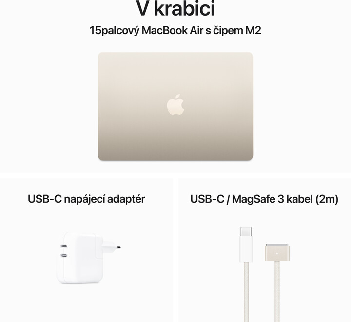Apple MacBook Air 15, M2 8-core/24GB/256GB SSD/10-core GPU, hvězdně bílá (M2 2023)_1838629505