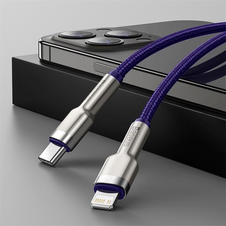 BASEUS kabel Cafule USB-C - Lightning, nabíjecí, datový, PD 20W, 2m, fialová_1532537201