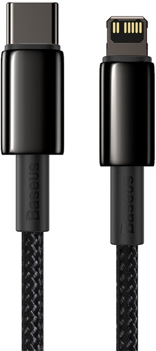BASEUS kabel Tungsten Gold, USB-C - Lightning, M/M, rychlonabíjecí, datový, 20W, 2m, černá_401298167