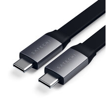Satechi plochý kabel USB-C - USB-C Gen 2, 0.24m, šedá