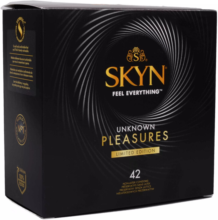 Kondomy Skyn Unknown Pleasures, vroubky a ochucené, 42 ks_1715604424