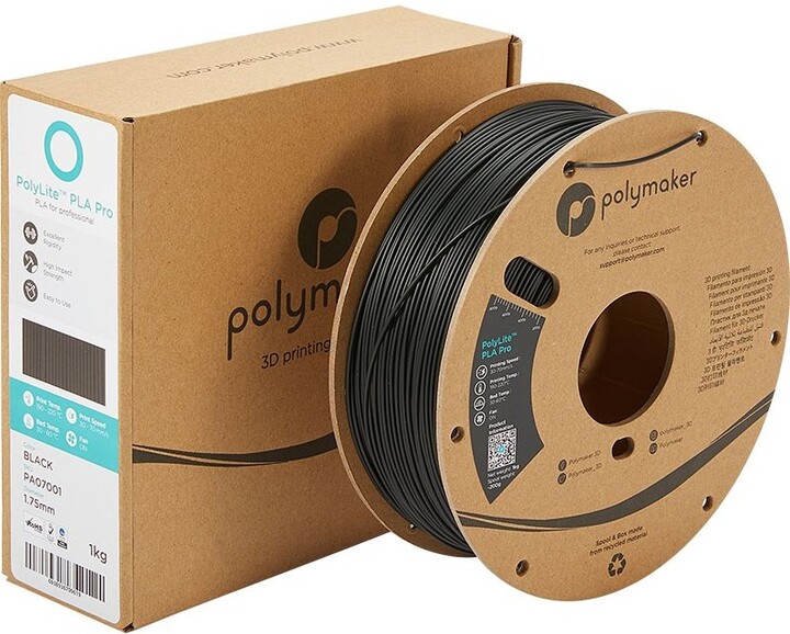Polymaker tisková struna (filament), PolyLite PLA, 1,75mm, 1kg, černá_136639439