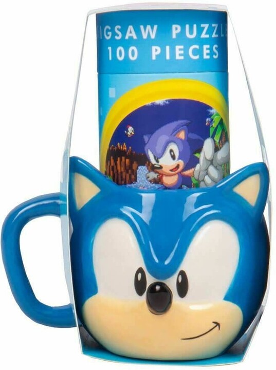 Dárkový set Fizz Creation - Sonic, hrnek a puzzle, 3D, 300ml, 100 dílků_1516509940