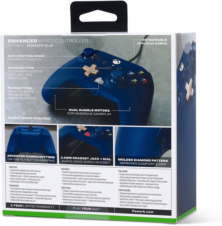 PowerA Enhanced Wired Controller, Midnight Blue (PC, Xbox Series, Xbox ONE)_805131899
