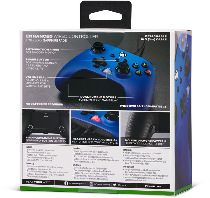 PowerA Enhanced Wired Controller, Sapphire Fade (PC, Xbox Series, Xbox ONE)_1735131124