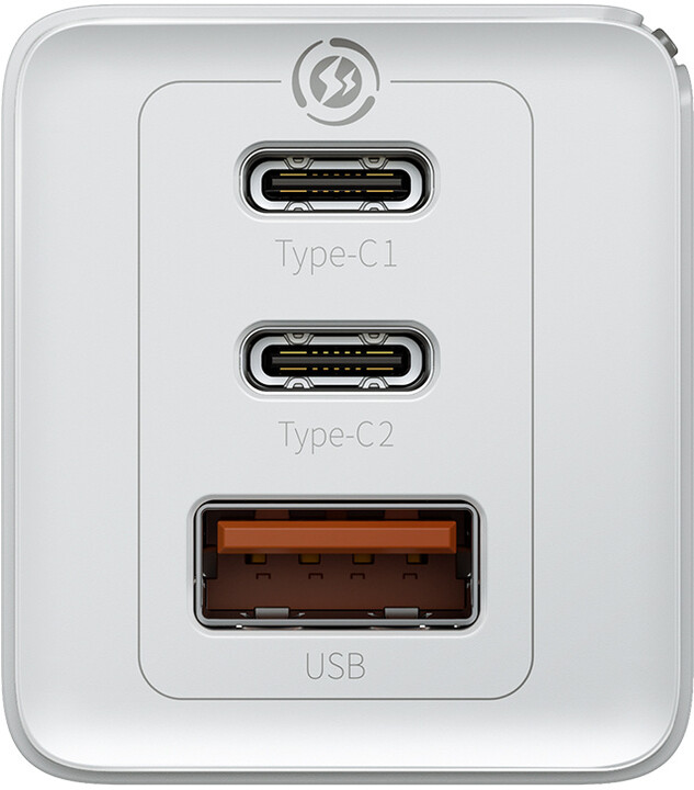 Baseus síťová nabíječka GaN2 Pro, 2xUSB-C, USB-A, QC, Fast Charging, 60W, bílá + USB-C kabel,_1336309482