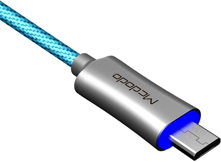 Mcdodo Knight rychlonabíjecí datový kabel microUSB s inteligentním vypnutím napájení, 1,5m, modrá_1461274140