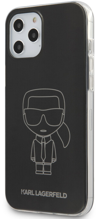 Karl Lagerfeld ochranný kryt Metallic Iconic Outline pro iPhone 12 Pro Max, černá_1259409063