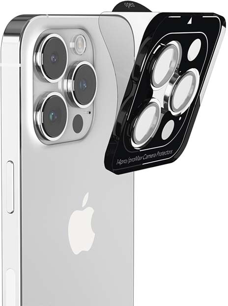 EPICO hliníkové tvrzené sklo na čočky fotoaparátu pro iPhone 14 Pro/14 Pro Max, stříbrná_67187943