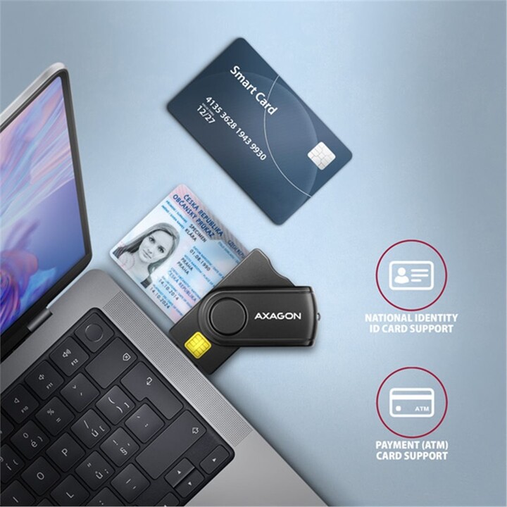 AXAGON CRE-SMP2A, USB-A PocketReader 4-slot čtečka Smart card (eObčanka) + SD/microSD/SIM_1328157783