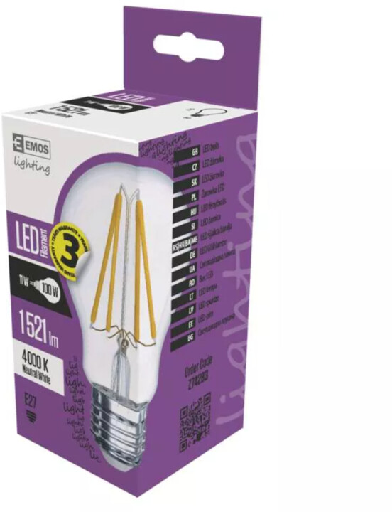 Emos LED žárovka Filament A60 D 11W E27, neutrální bílá_1701538358