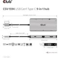 Club3D HUB USB-C 9v1, HDMI, VGA, 2x USB-A Gen1, RJ45, SD, PD 100W_30899178