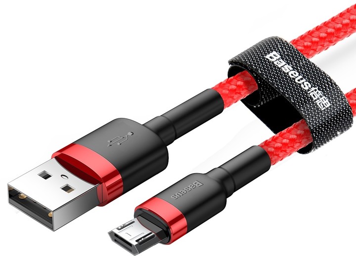 Baseus odolný nylonový kabel USB Micro 2.4A 1M, červená + červená_604623180