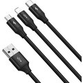 Baseus kabel Rapid Series 3v1 USB-A - USB-C/Lightning/microUSB, 1.2m, černá_1143918059