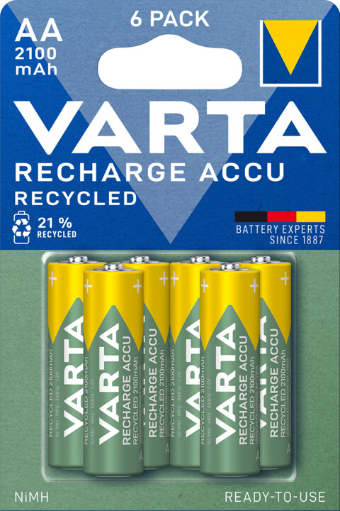 VARTA nabíjecí baterie Recycled AA 2100 mAh, 6ks