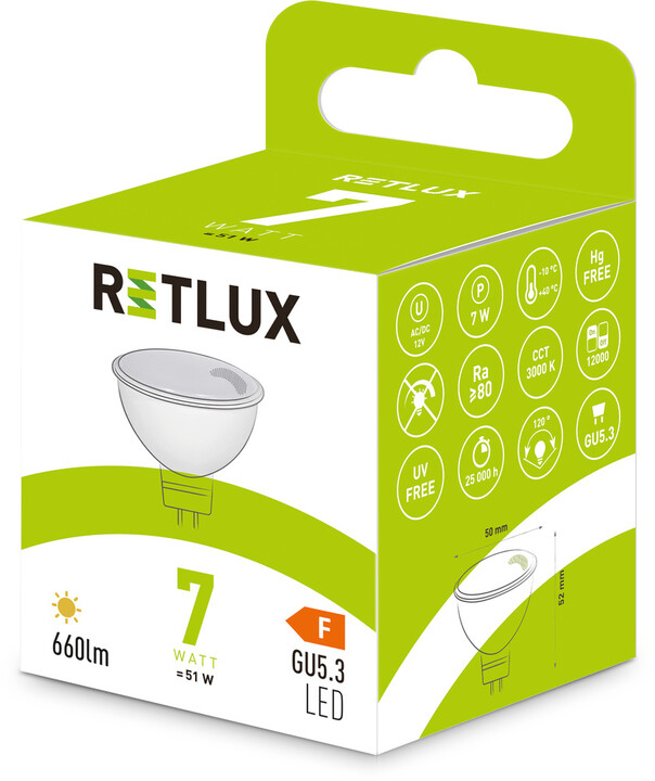 Retlux žárovka RLL 420, LED, GU5.3, 7W, teplá bílá_977343605