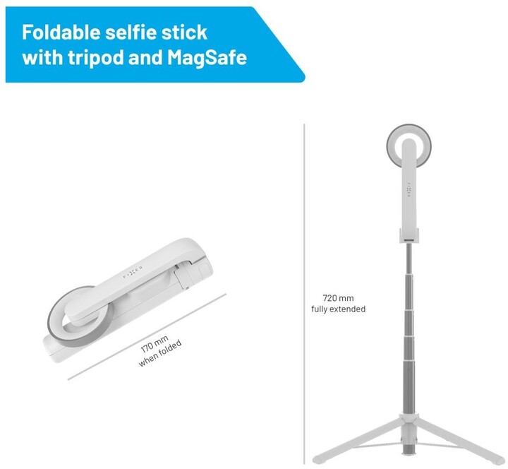 FIXED selfie stick s tripodem MagSnap s podporou MagSafe a bezdrátovou spouští, bílá_785104170