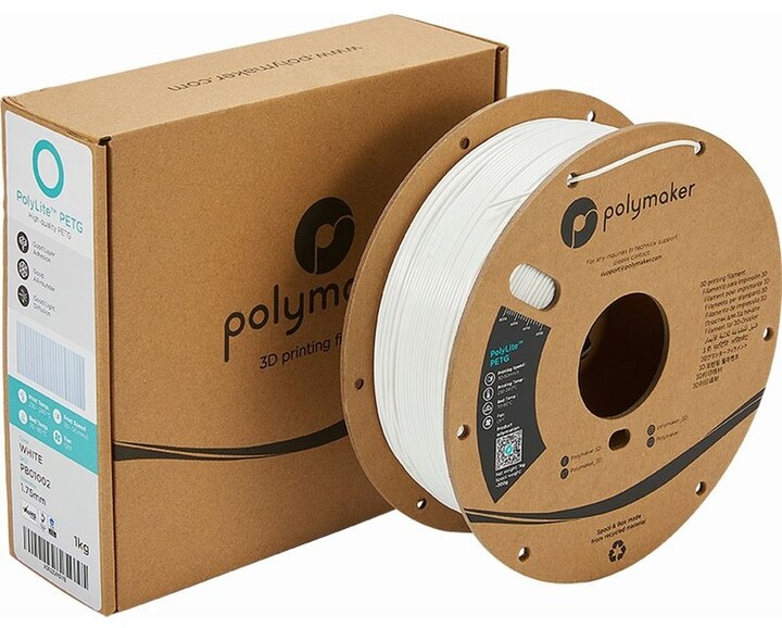 Polymaker tisková struna (filament), PolyLite PETG, 1,75mm, 1kg, bílá_952907439