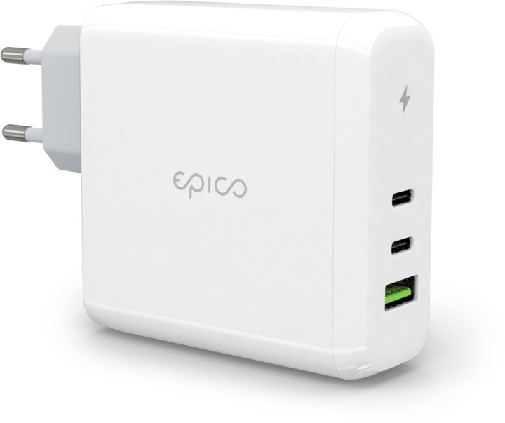 EPICO síťová nabíječka GaN, USB-A, 2x USB-C, 100W, bílá_5142835