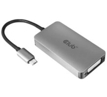 Club3D adaptér USB-C 3.2 Gen1 - DVI-D (Dual Link), M/F, aktivní, HDCP OFF, 24.5cm, stříbrná CAC-1510-A