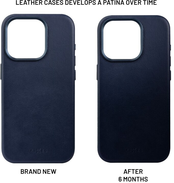 FIXED kožený zadní kryt MagLeather s podporou Magsafe pro Apple iPhone 13 Pro, modrá_1441988606