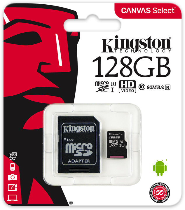 Kingston Micro SDXC Canvas Select 128GB 80MB/s UHS-I + SD adaptér_275811608