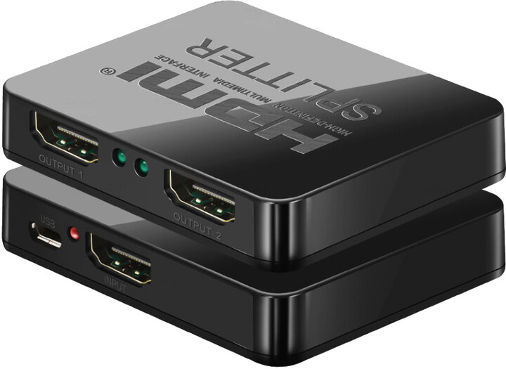 PremiumCord HDMI splitter 1-2 porty, s napájením z USB, 4K, FULL HD, 3D